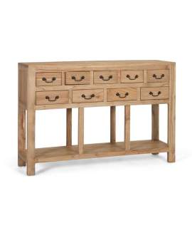 Consola Recibidor Rustica Mindi 9 Cajones Serie Ammon