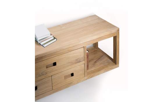 Consola Suspendida Teca Acabado Natural Serie Teide