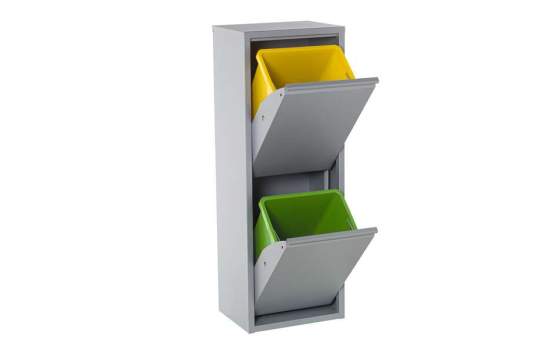 Contendor 2 Cubos Reciclaje 2 Puertas Gris Serie Arbasola