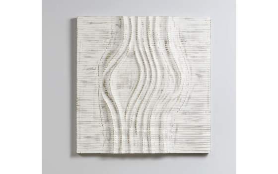Cuadro Panel Madera en Relieve de Lineas Blanco Decape Allym