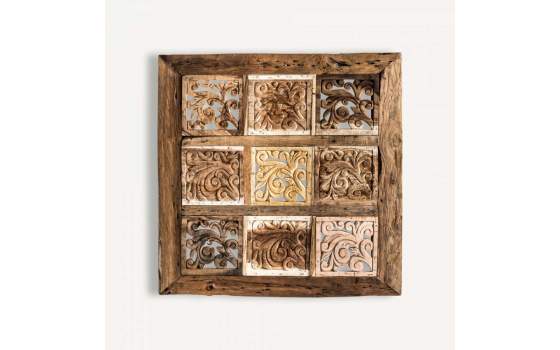 Cuadro Rustico Tallado Mandala Desgastado Serie Gient