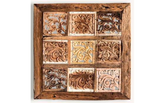 Cuadro Rustico Tallado Mandala Desgastado Serie Gient