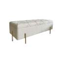 Descalzadora Baul Recibidor Tapizado Beige Patas Metal Oro Ibdis