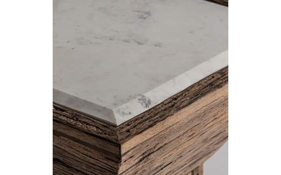 Mesa Auxiliar Cuadrada Rustica Madera Reciclada Marmol Samsunt
