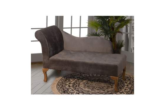 Divan Clasico Vintage Terciopelo Gris Serie Ardil