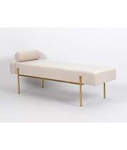 Divan Moderno Metalico Oro Tapizado Beige Serie Bercio