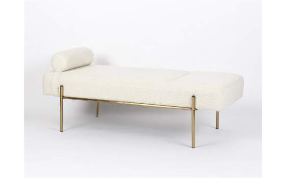 Divan Moderno Metalico Oro Tapizado Rustico Beige Bercio