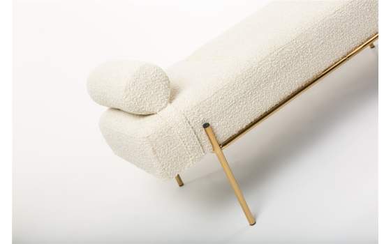 Divan Moderno Metalico Oro Tapizado Rustico Beige Bercio