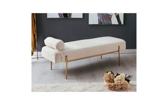 Divan Moderno Metalico Oro Tapizado Rustico Beige Bercio