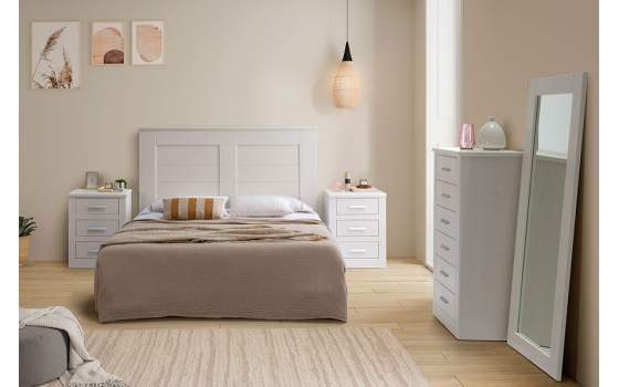 Dormitorio Completo Actual Blanco Cama de 150 cm Serie Dantany