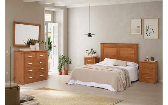 Dormitorio Completo Pino Rustico Cama de 150 cm Atiany