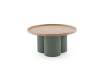 Mesa de Centro Redonda Madera Hevea y Metal Verde - Serie Alcal