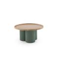 Mesa de Centro Redonda Madera Hevea y Metal Verde - Serie Alcal