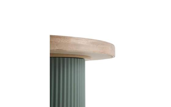 Mesa de Centro Redonda Madera Hevea y Metal Verde - Serie Alcal