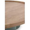 Mesa de Centro Redonda Madera Hevea y Metal Verde - Serie Alcal