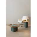Mesa de Centro Redonda Madera Hevea y Metal Verde - Serie Alcal