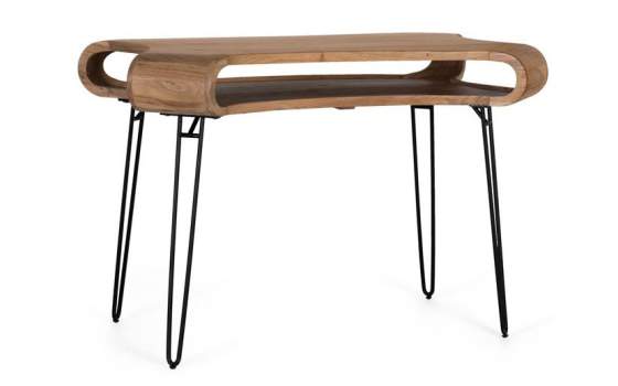 Escritorio Madera Acacia Patas Metal Diseño Moderno Aniaya