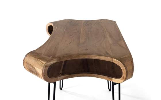 Escritorio Madera Acacia Patas Metal Diseño Moderno Aniaya