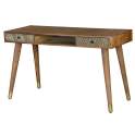 Escritorio Madera de Mango y Bronce 2 Cajones - Serie Adiasn