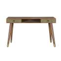 Escritorio Madera de Mango y Bronce 2 Cajones - Serie Adiasn