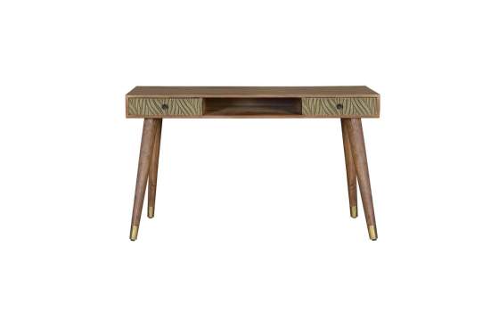 Escritorio Madera de Mango y Bronce 2 Cajones - Serie Adiasn