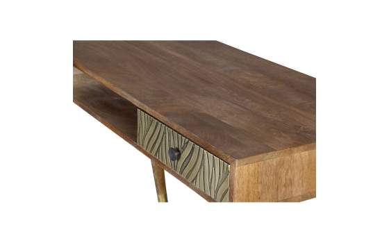 Escritorio Madera de Mango y Bronce 2 Cajones - Serie Adiasn