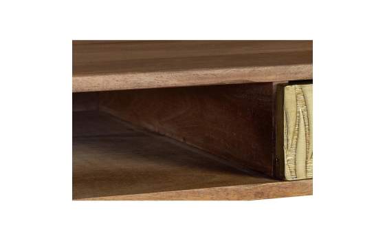 Escritorio Madera de Mango y Bronce 2 Cajones - Serie Adiasn
