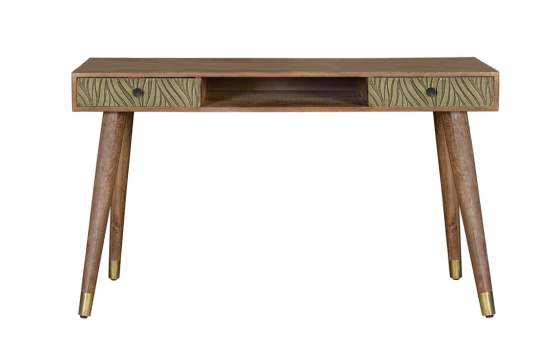 Escritorio Madera Mango 2 Cajones Bronce Repujado Adiasn