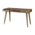Escritorio Madera Mango 2 Cajones Bronce Repujado Adiasn