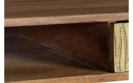 Escritorio Madera Mango 2 Cajones Bronce Repujado Adiasn