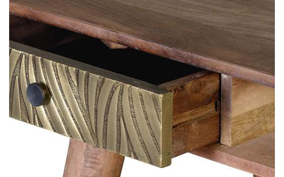 Escritorio Madera Mango 2 Cajones Bronce Repujado Adiasn