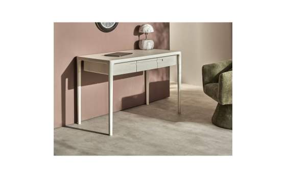 Escritorio Moderno Madera Mango Color Blanco Crema Serie Avio