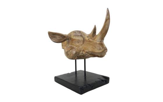 Escultura Cabeza de Rinoceronte Teca Serie Animales Escultura Cabeza de Rinoceronte Teca Serie Animales