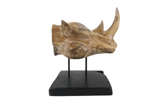 Escultura Cabeza de Rinoceronte Teca Serie Animales Escultura Cabeza de Rinoceronte Teca Serie Animales
