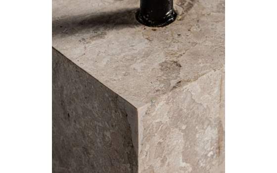 Escultura Madera Natural Abstrata Pie Metal Piedra Serie Abstra