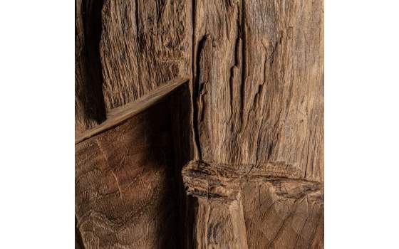 Escultura Madera Natural Abstrata Pie Metal Piedra Serie Abstra