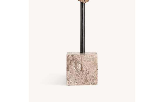 Escultura Madera Natural Abstrata Pie Metal Piedra Serie Abstra