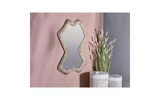 Espejo abstracto Marco de Metal Forrado en Cuerda Auchi