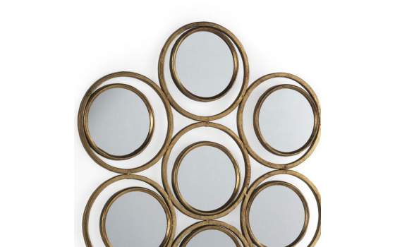 Espejo Circulos de Acero Dorado Diseño Actual Serie Alcora