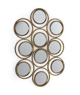 Espejo Circulos de Acero Dorado Diseño Actual Serie Alcora