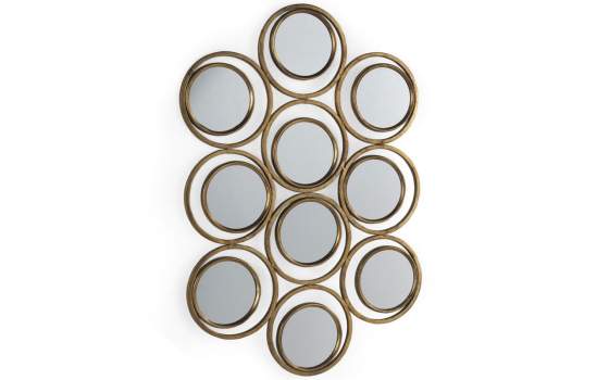 Espejo Circulos de Acero Dorado Diseño Actual Serie Alcora
