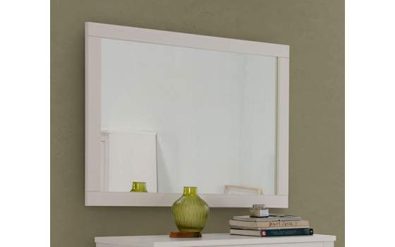 Espejo Decoracion 110 X 80 Pino Macizo Blanco Serie Dantany