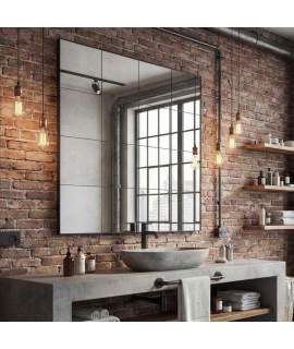 Espejo Decoracion Cuadrículas Marco Negro 100 cm Ainans