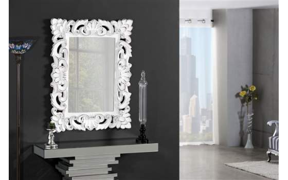 Espejo Decoracion Marco Tallado Blanco Decape Serie Abarow