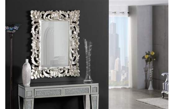 Espejo Decoracion Marco Tallado Plata Serie Abarow