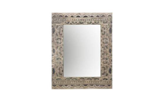 Espejo Decoracion Rustico Tallado Gris Serie Diriast