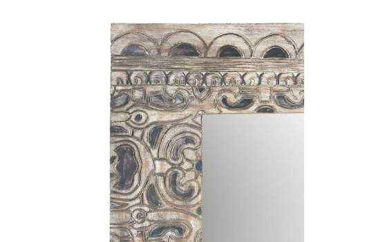 Espejo Decoracion Rustico Tallado Gris Serie Diriast