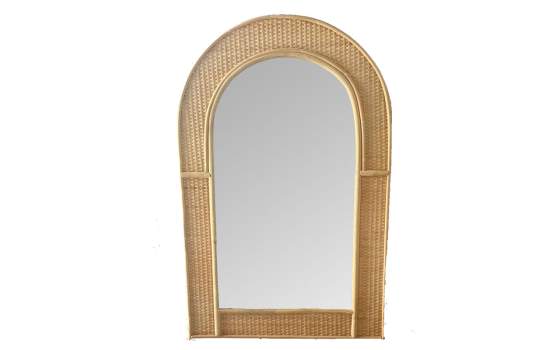 Espejo Decoracion Semicircular en Rattan Serie Atains