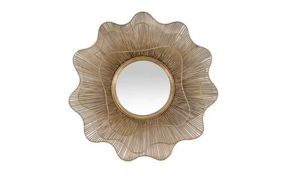 Espejo Diseño Flor Varillas Metalicas Doradas Serie Akiane