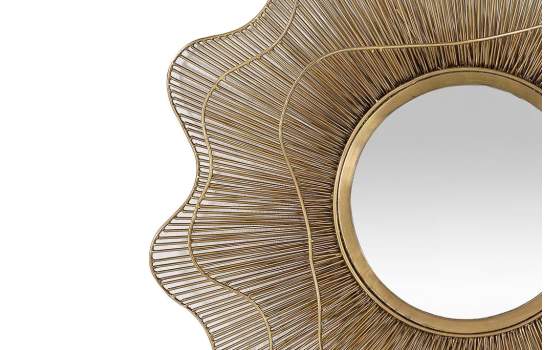 Espejo Diseño Flor Varillas Metalicas Doradas Serie Akiane